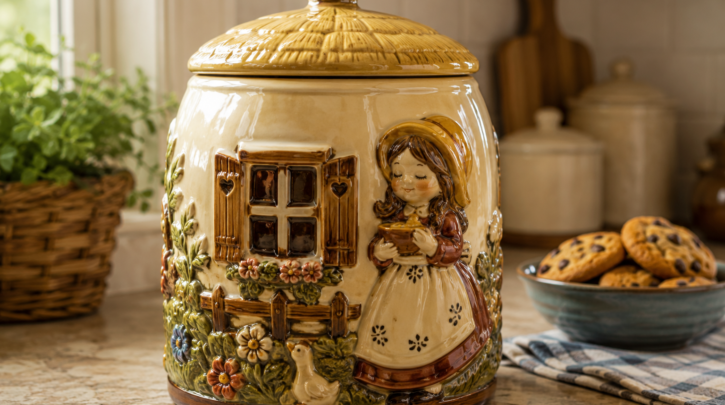 Illustration of a vintage McCoy pottery cookie jar