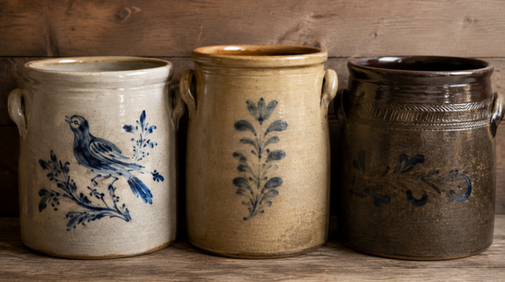 Illustration comparing stoneware pieces from different American regional traditions