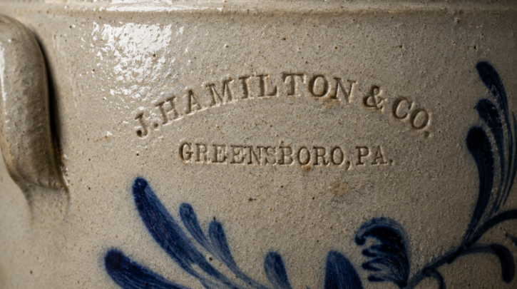Illustration of an impressed potter's mark on antique stoneware